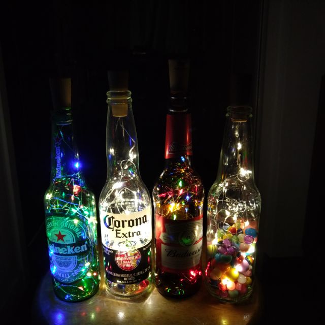瓶燈❣️酒瓶塞燈串❣️LED燈串❣️夜燈❣️暖白光/七彩光❣️100顆五行水晶珠❣️聖誕節❣️萬聖節