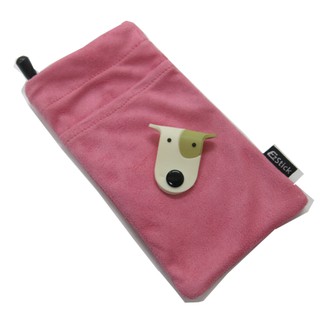 【Ezstick】超細纖維手機布套+酷狗整線夾組 (桃紅色) 5吋以下手機適用