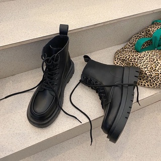 Max Admire 厚底馬丁靴 女鞋 黑色馬丁靴 靴子 新款百搭時尚英倫風粗跟顯腿長短筒復古 機車靴 中筒靴