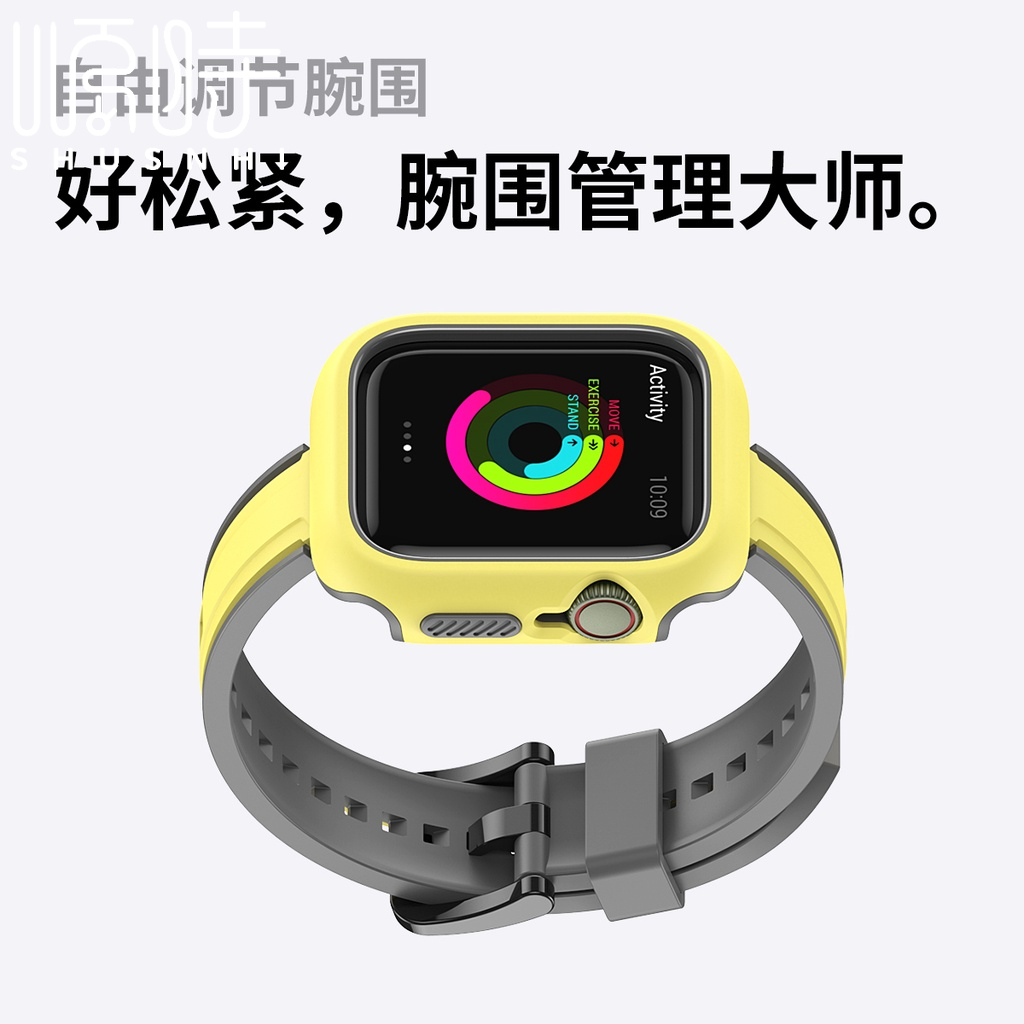 雙色矽膠錶帶+雙色錶殼 適用於 Apple Watch 7 6 5 SE 4 3 7代 41mm 45mm 蘋果手錶帶