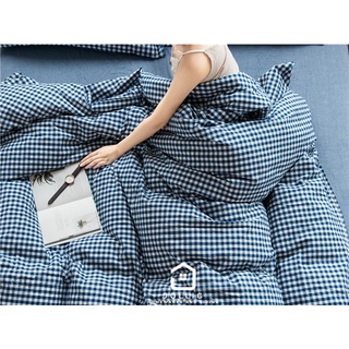 Jollic♡ 藍色格子床包組 格子床包 藍色床包 男生床包組 無印良品MUJI床包 水洗棉純棉床包組 雙人床包加大藍色