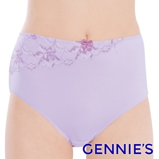 【Gennies 奇妮】精緻好孕彈性蕾絲孕婦中腰內褲-淡紫(GB07)
