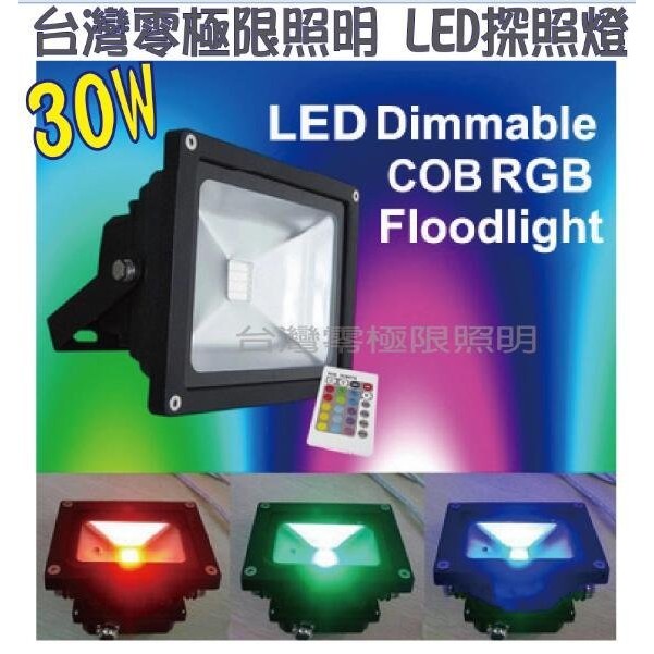 特價促銷工業版【30W RGB LED投射燈】附搖控器 幻彩色 戶外防水 投光燈 探照燈 照樹燈 造景燈【零極限照明