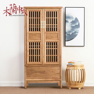 【高階實木家具 復古實木櫃】新中式老榆木書櫃實木仿古儲物立櫃免漆衣櫃禪意明清古典家具定製