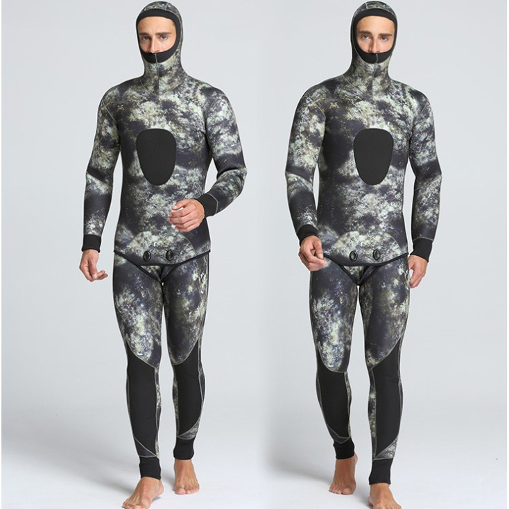 迷彩5MM防寒衣 兩件式防寒衣 迷彩連身 氯丁橡膠 防寒衣 男款 漁獵裝 彈性布料 請備註尺寸