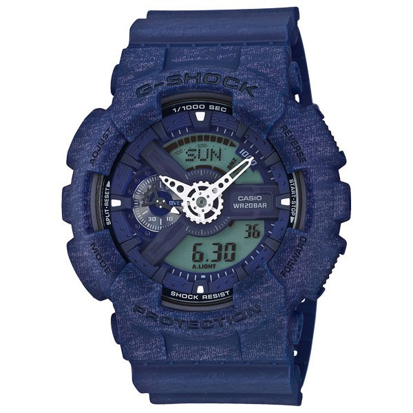 G-SHOCK超人氣針織紋路設計雙顯電子錶（藍）_ GA-110HT-2A