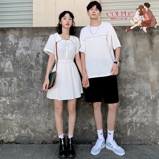 【COUPLE】❤情侶裝❤夏裝套裝一衣一裙潮新款短袖T恤你衣我連衣裙子小眾設計感