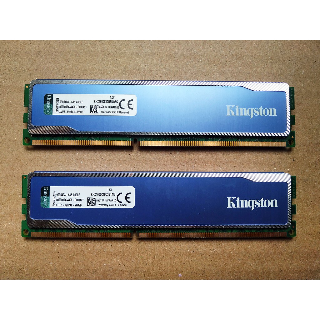 金士頓 Kingston DDR3 8G×2共16G KHX1600C10D3B1/8G 支援XMP 兩條一起賣不單售