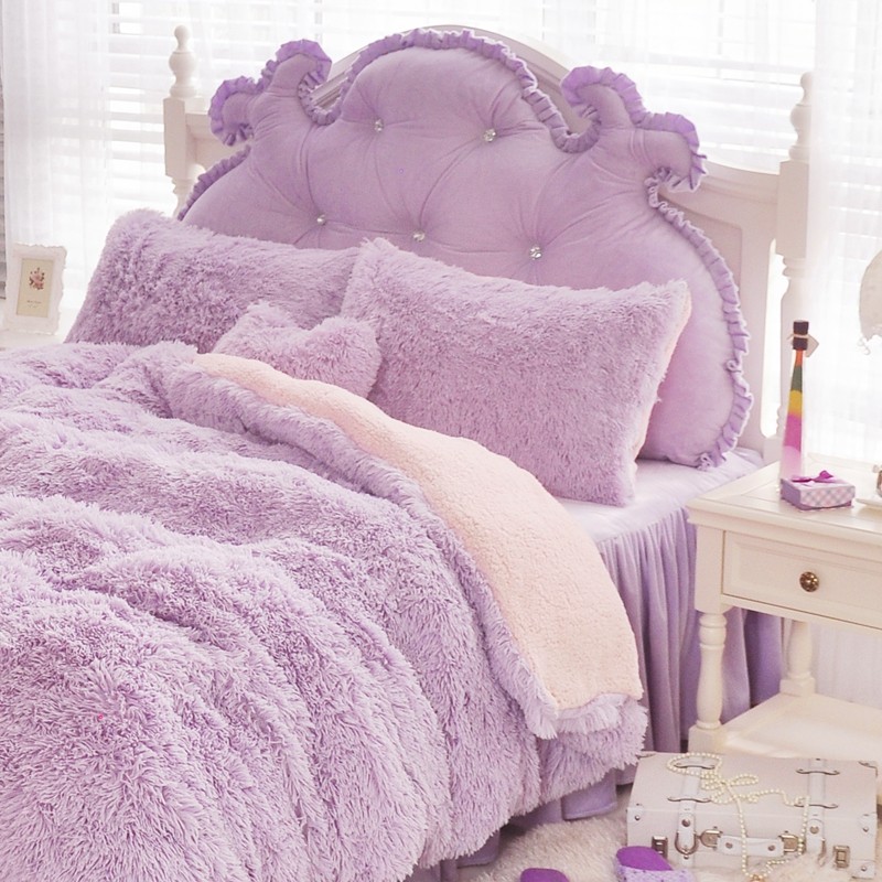 法蘭絨床罩組 淺紫色 羊羔絨 5尺 加絨雙人床包 法蘭絨 床組 兩用被毯 ikea 訂製 刷毛