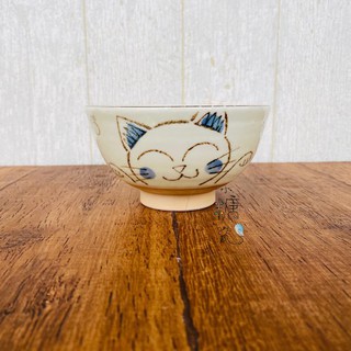 小糖瓷｜日本製 微笑貓貓粉花雪月飯碗