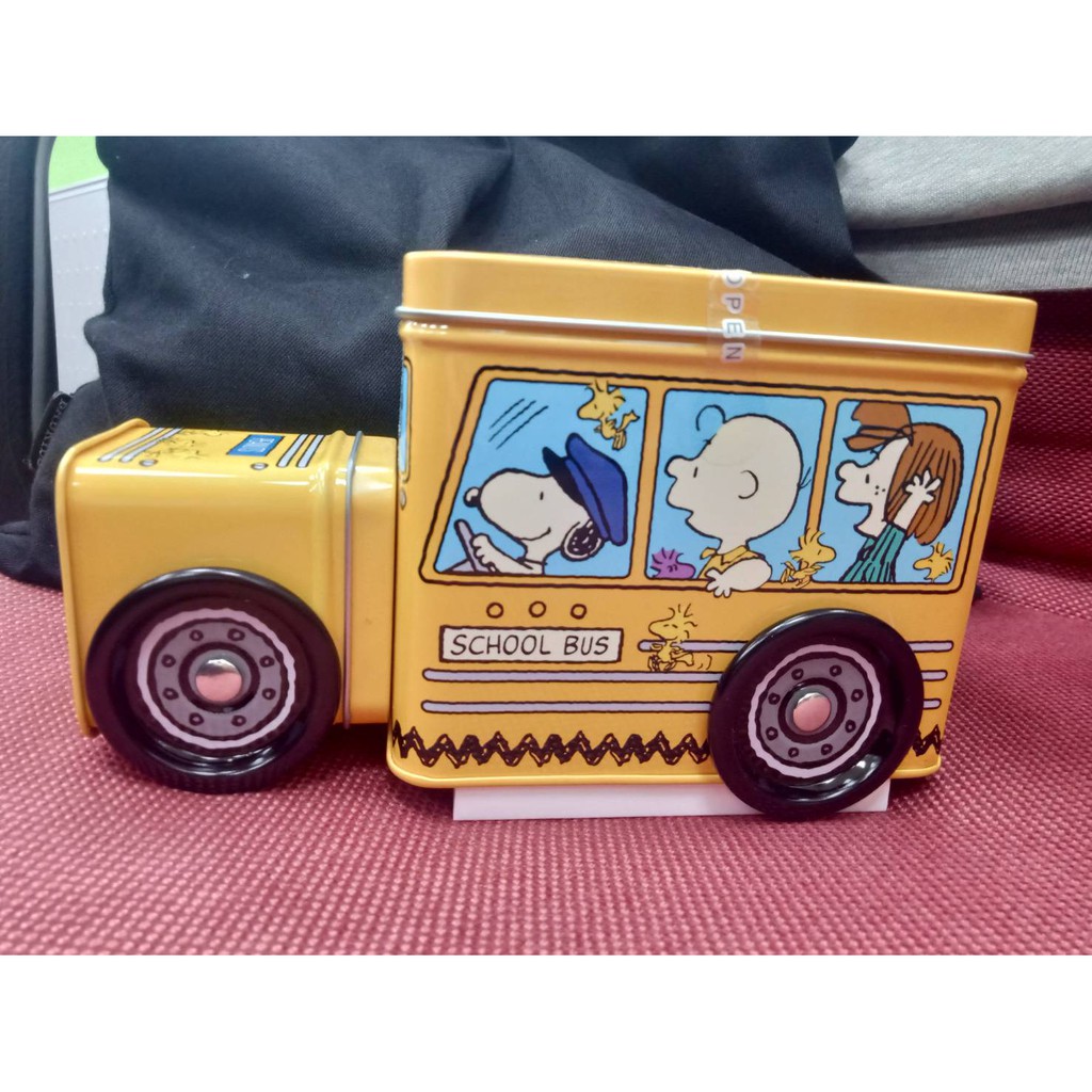 史努比校車 巧克力 餅乾 收藏盒 鐵盒 巴士