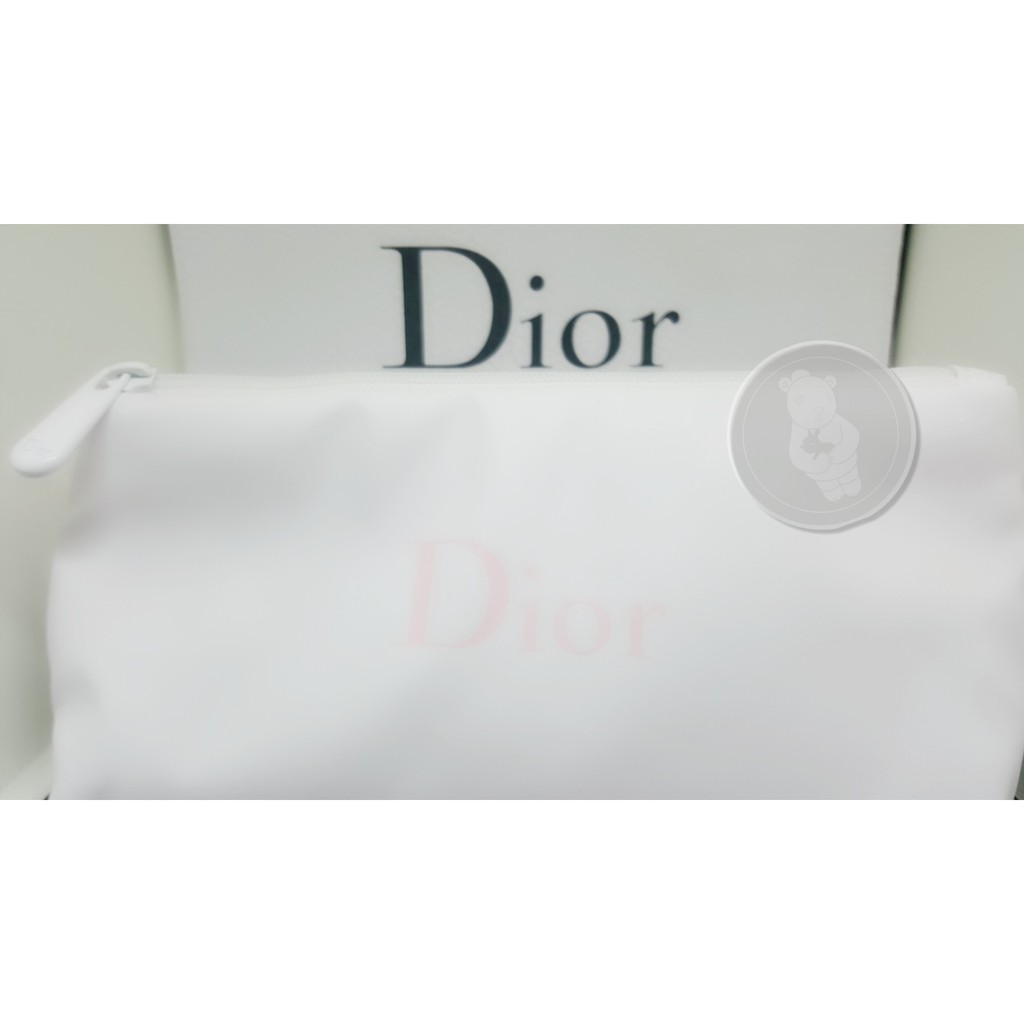㊣ CD Dior 迪奧 粉色LOGO白色空氣感化妝包 手拿包 ◇三寶◆