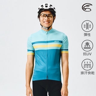 ADISI 男抗UV快乾短袖自行車衣ABL2192204 (S-2XL) 海藍色 / 吸濕排汗 速乾 防曬 反光