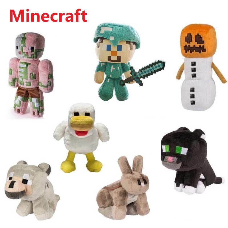 7 種風格minecraft 毛絨玩具娃娃軟毛絨steve Creeper Enderman 狼殭屍蜘蛛絲玩具兒童禮 蝦皮購物