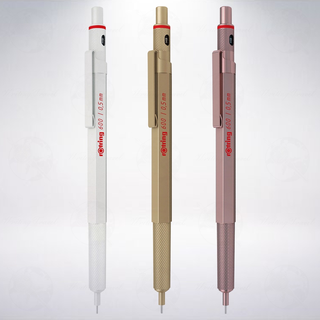 德國 rOtring 600 0.5mm 限定版自動鉛筆: 珍珠白/玫瑰金/金色