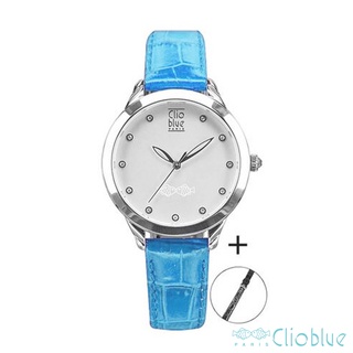 【CLIO BLUE】時尚雙色手錶-藍/紅/白