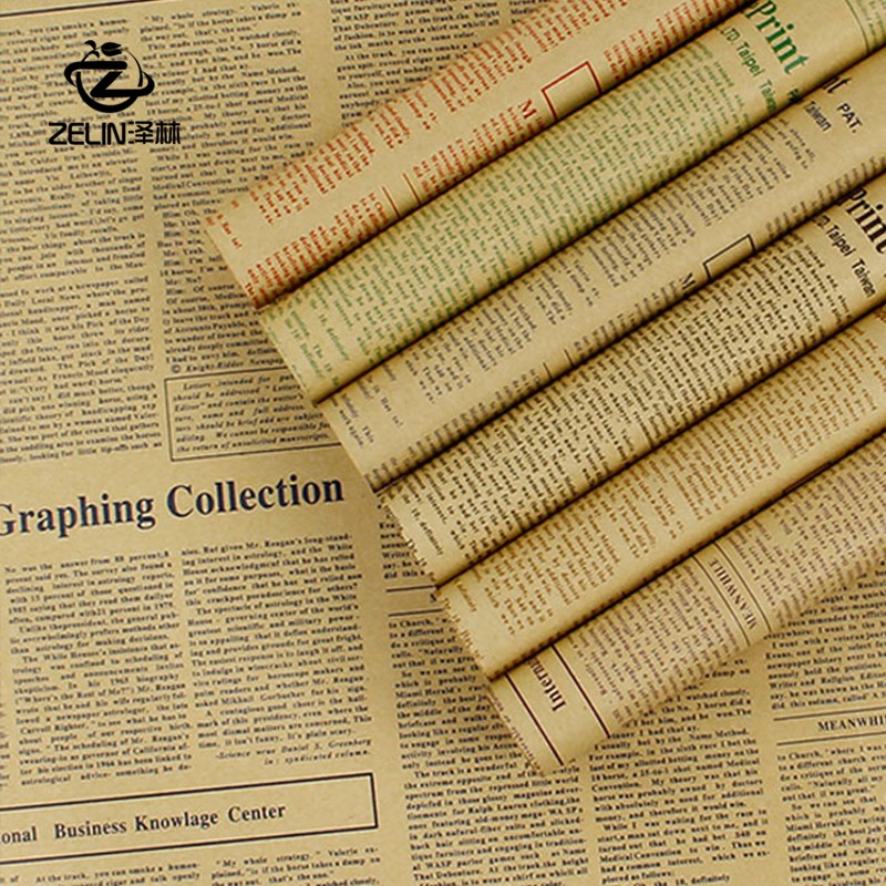 花束包裝紙 鮮花禮品外包裝紙包書紙墻紙拍照背景花店包花紙復古英文報紙 蝦皮購物