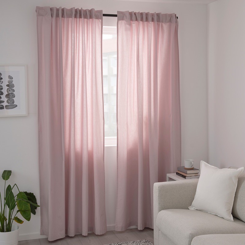 IKEA 全新 KALKFLY 窗簾 2件裝 淺粉紅色