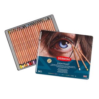 【板橋酷酷姐美術】英國Derwent德爾文Lightfast頂級油性色鉛筆24色鐵盒！ 100%耐光性、油性彩色鉛筆
