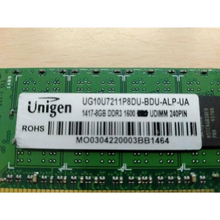 二手 全冠 UNIGEN 8GB DDR3 1600 U 桌機雙面記憶體 保1個月