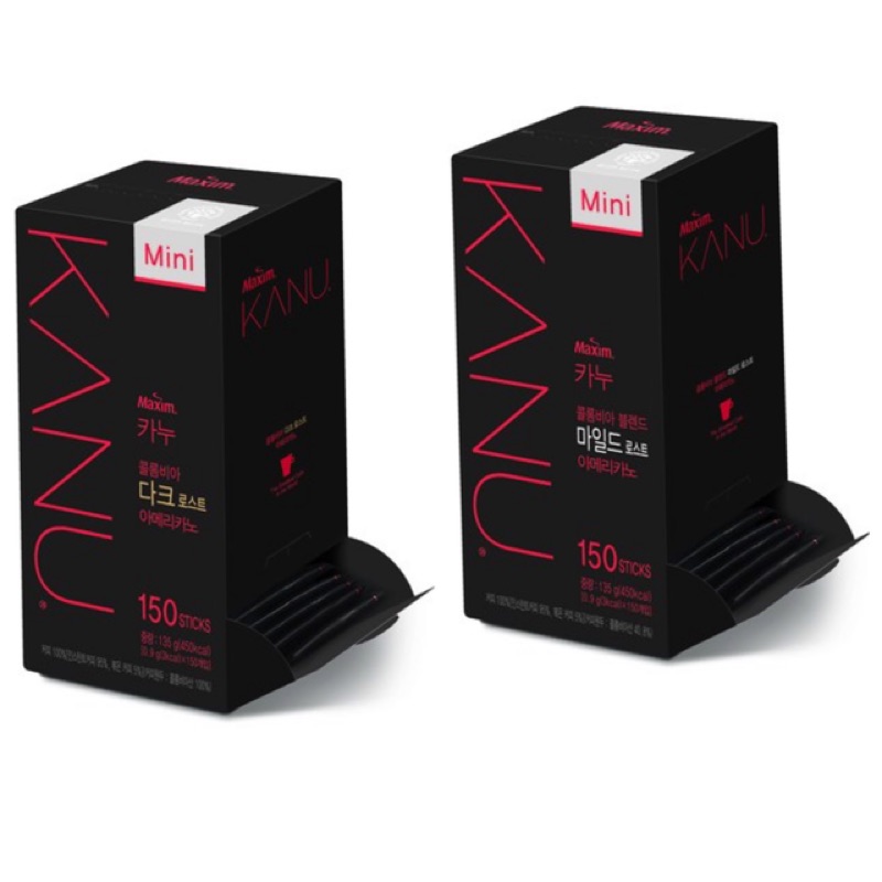 KANU Mini 美式無糖黑咖啡 Maxim 溫醇 深焙 大包裝150入 孔劉咖啡 韓國 現貨