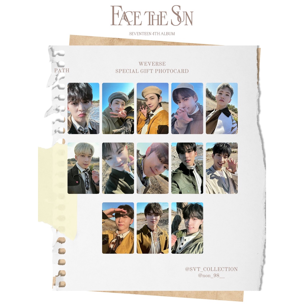 SEVENTEEN Face the sun Weverse 預購禮 小卡 相框 大卡  正規四輯 照片卡 韓國