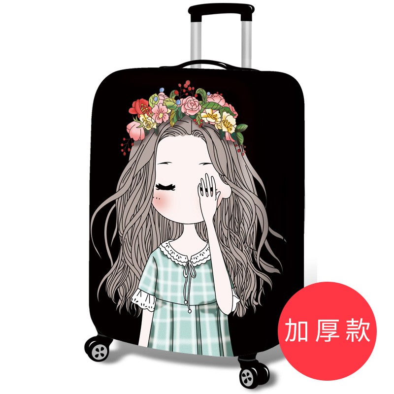 【箱衣WAY-免運】[加厚款]  花環女孩 22-32吋行李箱套旅行箱登機箱防塵套創意箱套