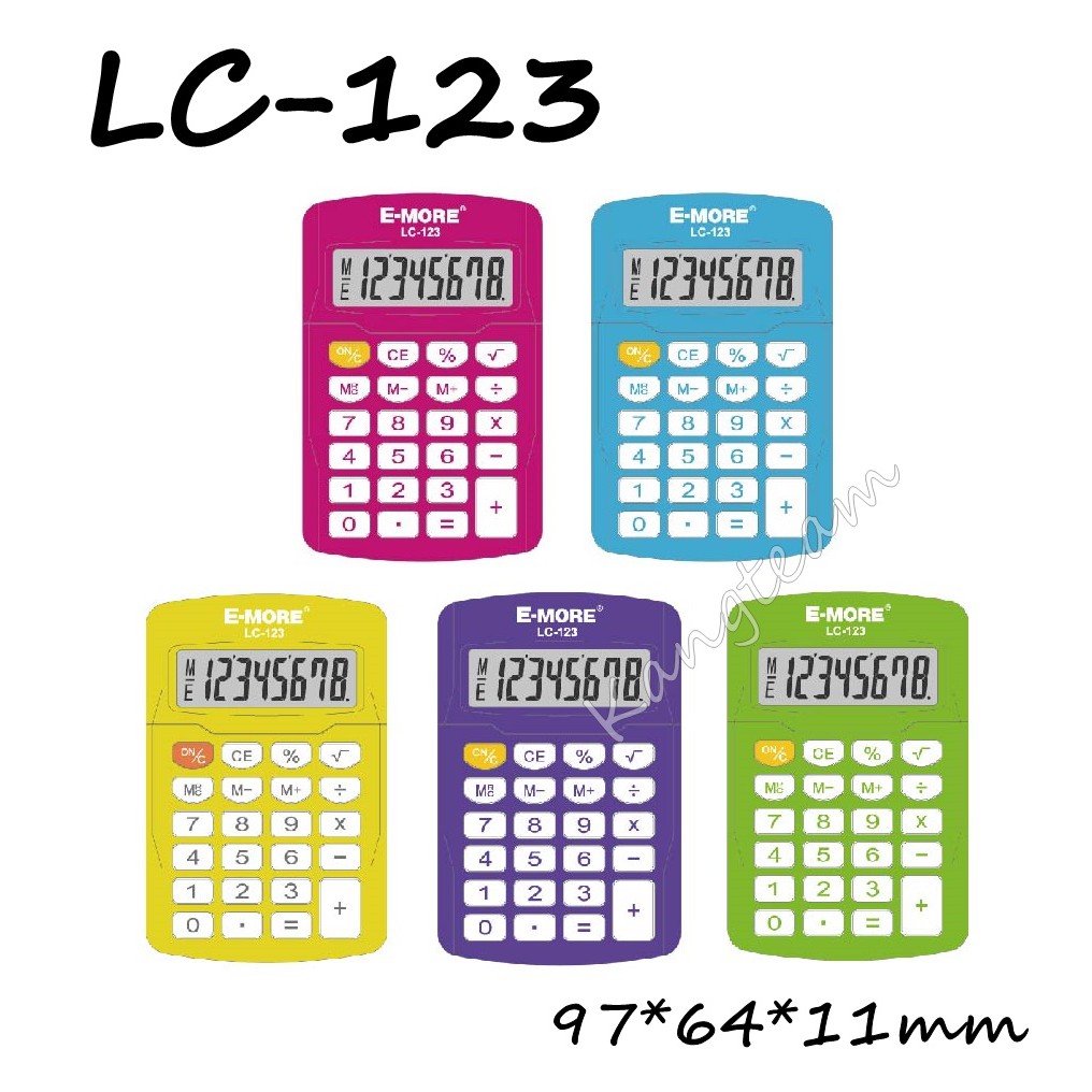 頂鶴一 LC-123 8位數 E-MORE彩色簡潔設計計算機 粉/藍/黃/紫/綠﹝顏色隨機出貨﹞