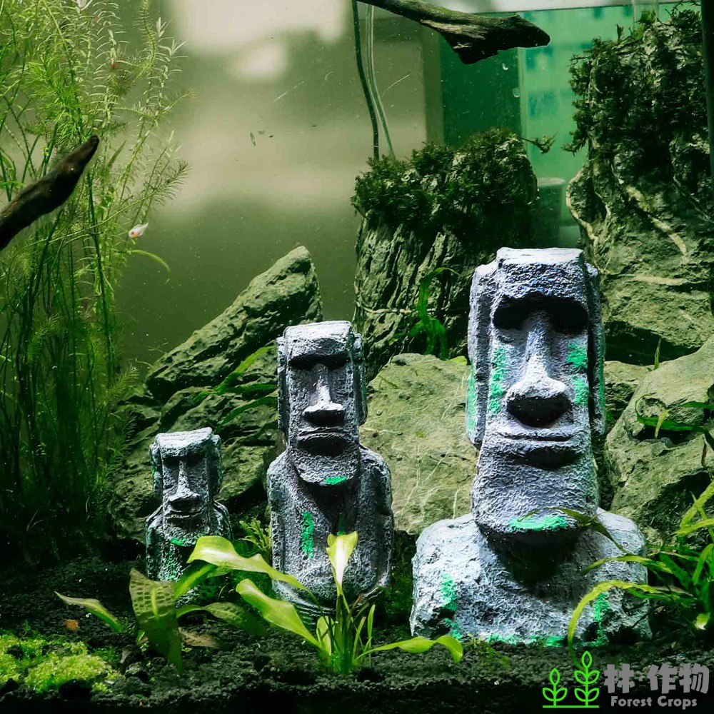 《林作物》魚缸擺件 復活島石像 摩艾 迷你小巨人 造景 裝飾擺設 擺飾 水族箱 水族造景 Moai巨人 摩艾石像