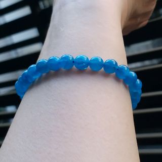 嗨，寶貝銀飾珠寶* 寶石飾品☆保證A貨 色澤油亮 顯色 經典藍 流行色 天然無最佳化冰種藍磷灰寶石手鍊 珠鍊