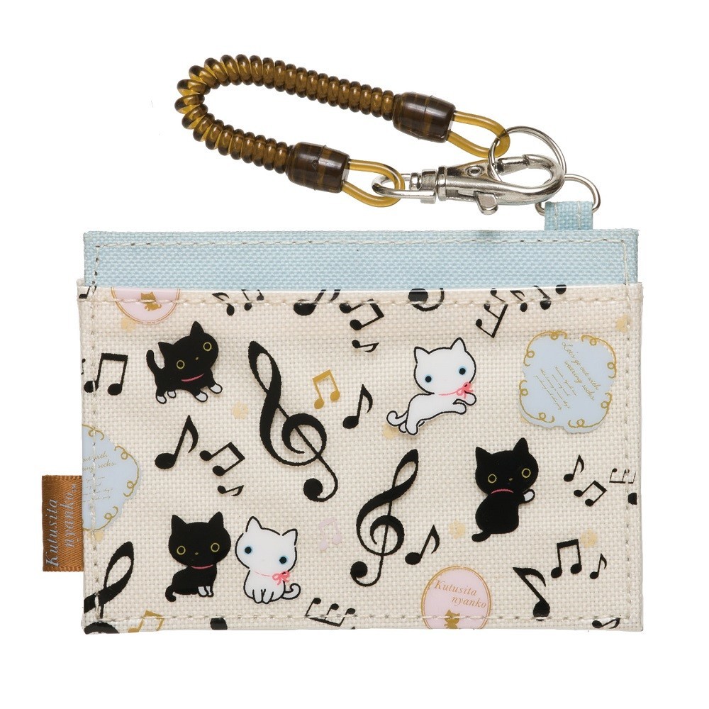 【現貨供應】日本正品 靴下貓可愛音符伸縮繩通勤票卡夾 日貨 日本代購 黑貓 貓咪雜貨 票卡包