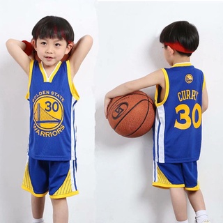兒童男孩籃球球衣制服 V 領 NBA 球衣庫裡運動服 3XS-2XL