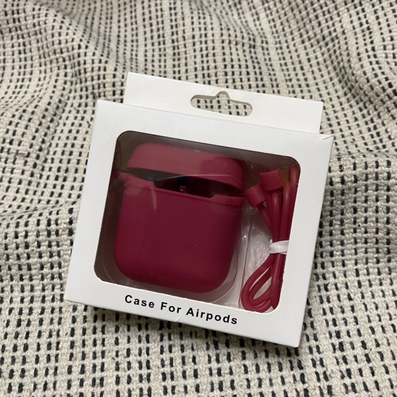YOMIX優迷 Airpods藍芽耳機增厚保護套(附贈掛鉤+防丟繩)-酒紅色