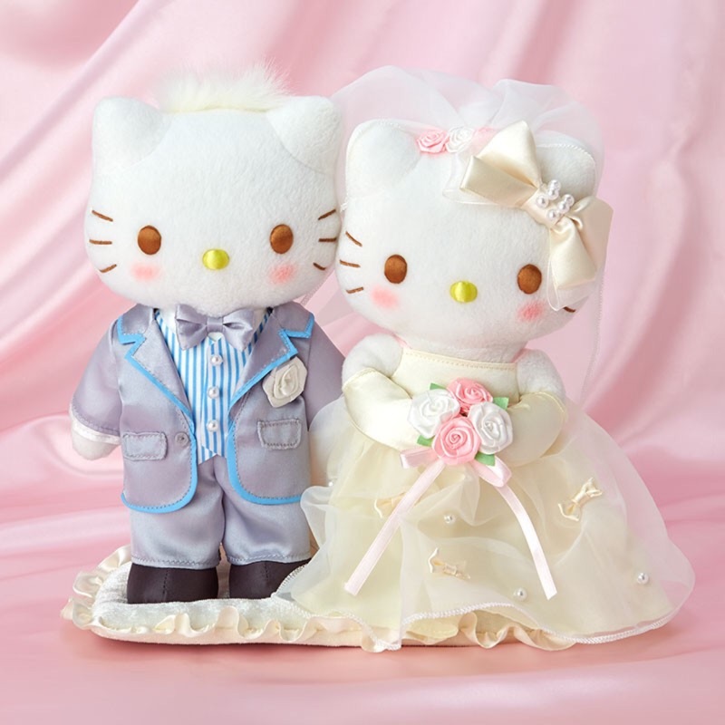 日本sanrio 三麗鷗 kitty 凱蒂貓 丹尼爾 新娘婚紗西服 結婚 新娘 玩偶 娃娃組 新婚組 婚禮組
