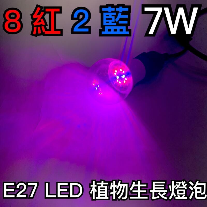 【築光坊】台灣製造 8紅 2藍 7W 植物生長燈 E27 LED 紅光 620nm 藍光 450nm 植物燈泡 多肉