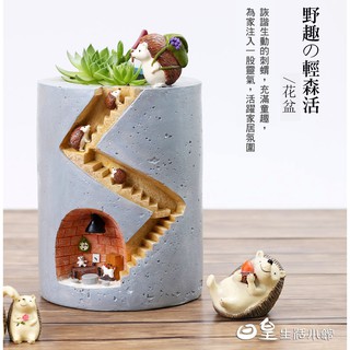 刺蝟 筆筒 可愛動物盆器 多肉植物盆栽 拍照道具 diy公仔擺飾 微景觀造景 創意禮物 療癒 辦公室小物 日皇