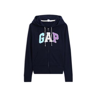 Gap 女裝|Logo休閒長袖拉鍊連帽外套