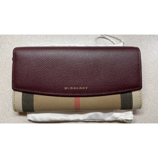 《老二百貨》九成新 正品保卡 BURBERRY PORTER COCA金字壓印 復古格紋帆布拼牛皮12卡層 扣式長夾