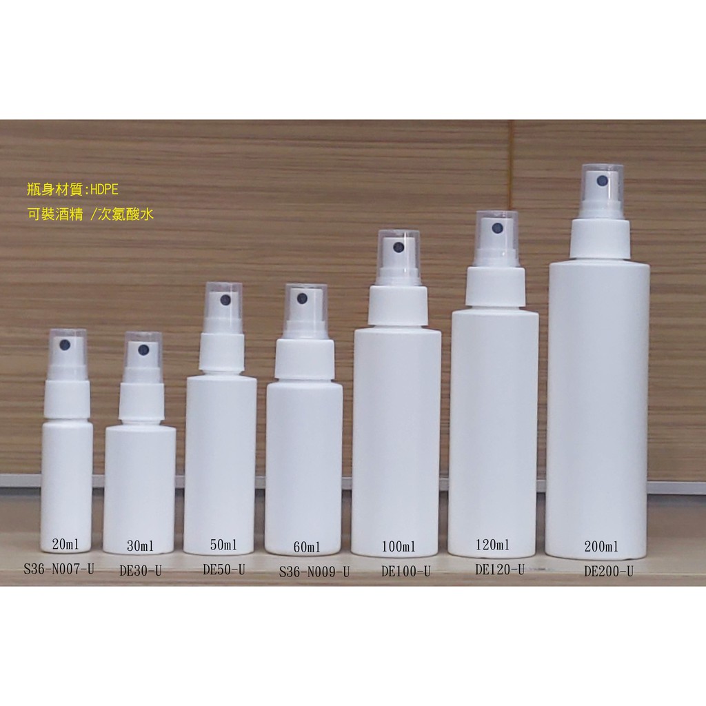 【瓶之坊】( S41-U)分裝瓶/2號HDPE噴瓶20ml~250ml/瓶瓶罐罐/噴霧瓶/酒精消毒/不透光次氯酸水噴瓶/