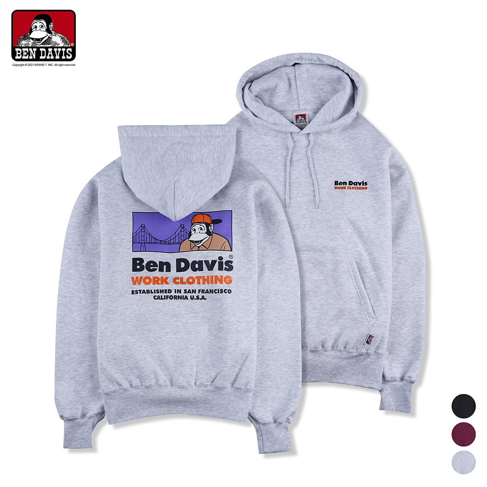 BEN DAVIS BRIDGE GORILLA HOODIE 金門大橋 刺繡字體 內刷毛 帽T 3色