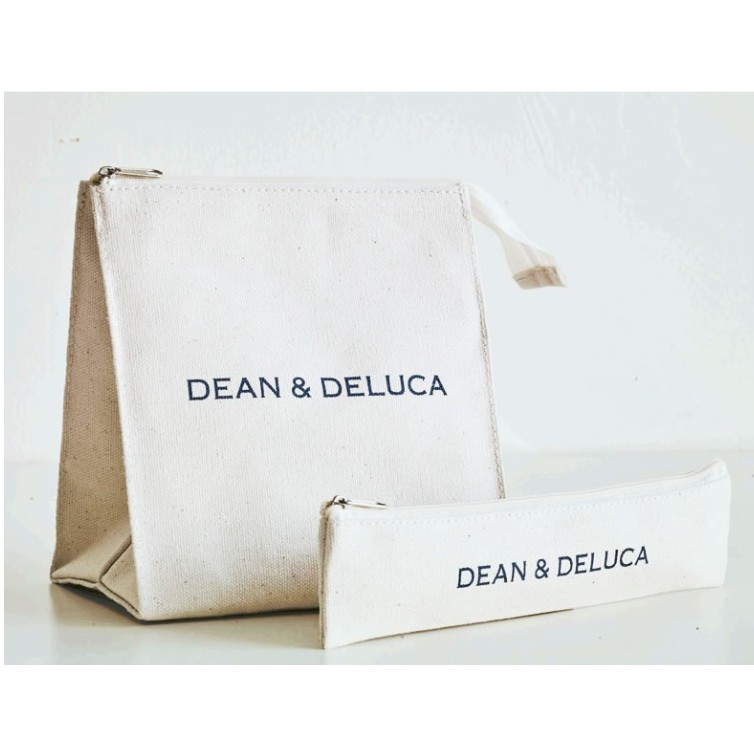 [SALE] @ 日本Marisol雜誌附錄 DEAN&amp;DELUCA 米色兩件組 手拿包便當袋＋餐具筆袋收納袋