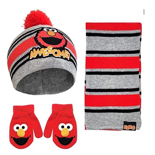 預購🚀美國正貨🚀美國專櫃 芝麻街 Sesame Street Elmo 兒童 小童 毛帽 手套 圍巾 2-4歲