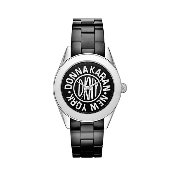 【DKNY】美式紐約時尚25週年全球限量陶瓷腕錶-黑銀款/NY2155/台灣總代理公司貨享一年保固