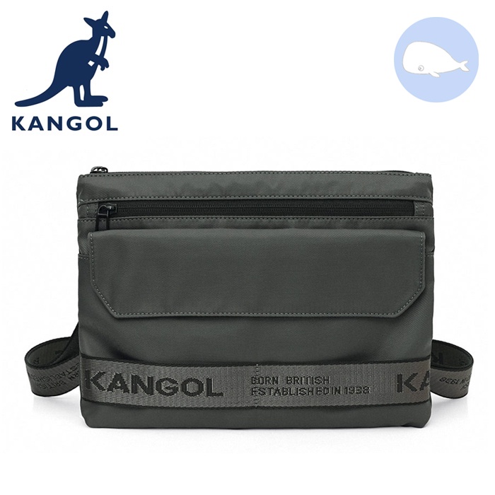 【小鯨魚包包館】KANGOL 英國袋鼠 側背包 斜背包 62251702 灰色 淺卡其