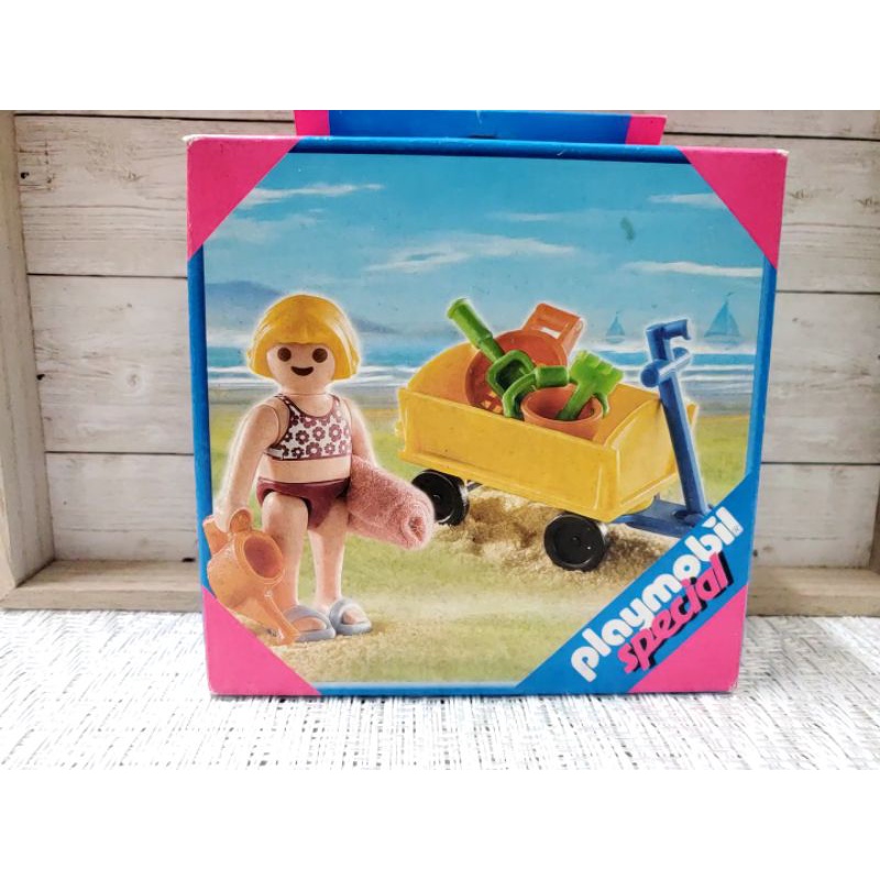 playmobil 摩比 絕版  海灘 小孩 拖車 女孩 海邊