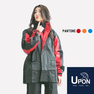 UPON雨衣-勁馳兩件式風雨衣/黑紅 分開式雨衣 開襟雨衣 機車雨衣 外套雨衣 台灣製造 SGS認證
