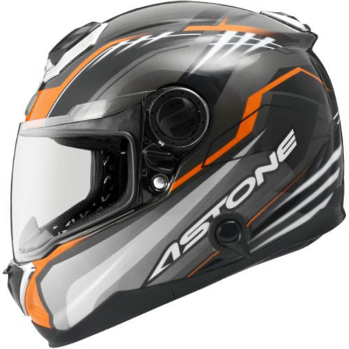 ASTONE GT-1000F 安全帽 黑銀AC6橘 內墨鏡片 通風系統 吸濕排汗 航太材質 碳纖維 全罩式《比帽王》