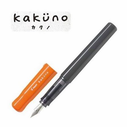 【PILOT百樂】Kakuno 微笑鋼筆系列 M尖中字黑色 - 橘蓋 ( FKA-1SR-OM )
