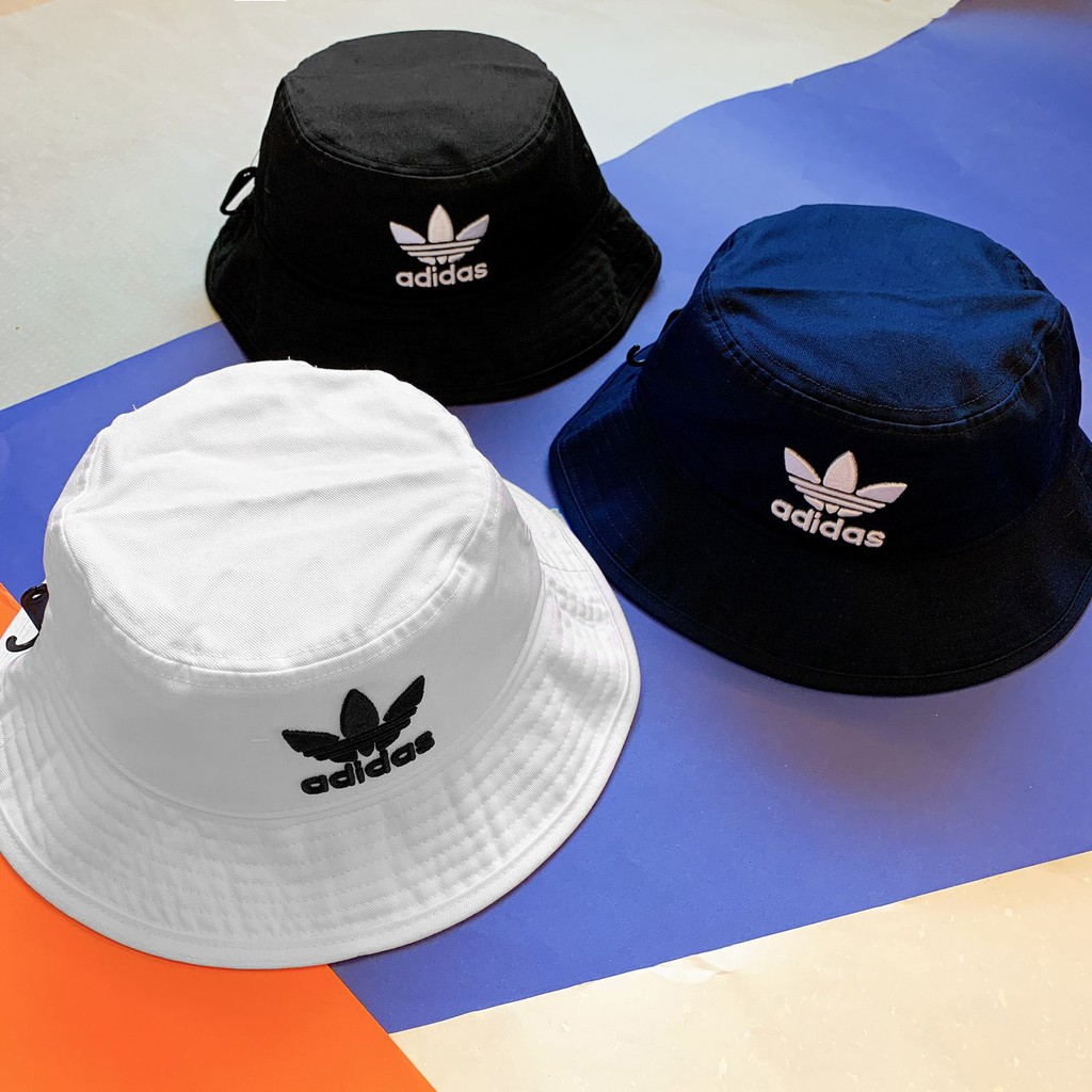 ADIDAS ORIGINALS BUCKET HAT 黑白 黑 三葉草 漁夫帽 電繡 刺繡 DOT 聚點