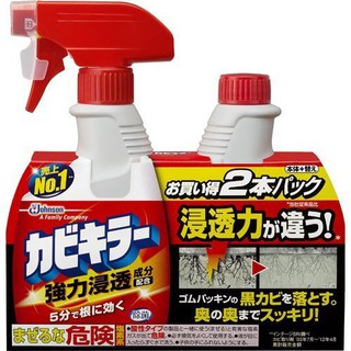 日本進口 Johnson 浴室 除霉噴霧組 本劑+補充瓶 400g+400g 浴室 清潔劑 噴霧 特價組合 超強除霉